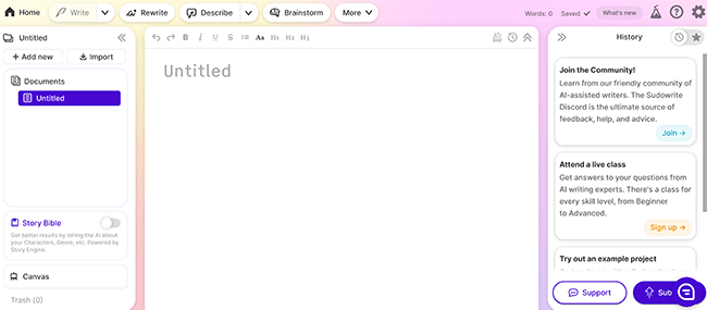 sudowrite interface